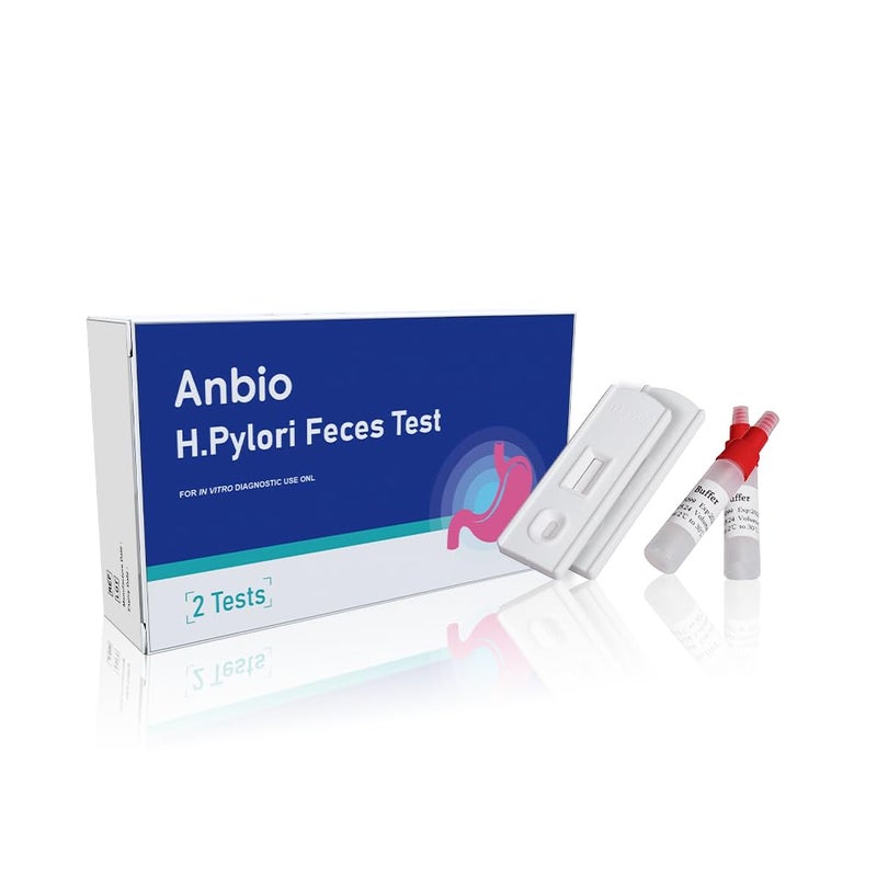 Anbio 2 x Helicobacter Pylori Tests | H Pylori Test Kit for Home Self-Test Faecal Screening of Stomach Ulcers & Gastritis | Stomach Ulcer Test